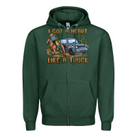 Sports Green i got a heart like a truck Zipper Hoodie - MaliasSmallBusiness