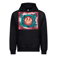 Black western lightning bolt smiling face turquoise Urban Hoodie - BarkalooDesign
