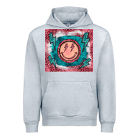 Heather Grey western lightning bolt smiling face turquoise Urban Hoodie - BarkalooDesign