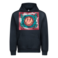 Navy western lightning bolt smiling face turquoise Urban Hoodie - BarkalooDesign