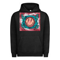 Pigment Black western lightning bolt smiling face turquoise Urban Hoodie - BarkalooDesign