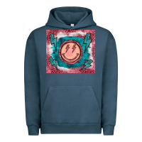 Pigment Midnight Navy western lightning bolt smiling face turquoise Urban Hoodie - BarkalooDesign