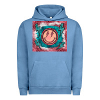 Pigment Pebble Blue western lightning bolt smiling face turquoise Urban Hoodie - BarkalooDesign