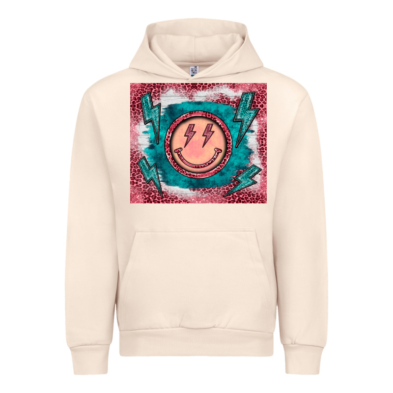 Western Lightning Bolt Smiling Face Turquoise Urban Hoodie by BarkalooDesign | Teevron