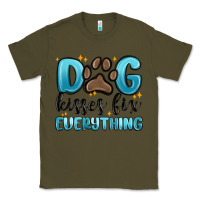 Army Green dog kisses fix everything Classic Tee - MaliasSmallBusiness