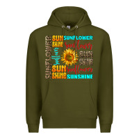 Army Green sunflower sunshine Premium Hoodie - AdoDesignShop