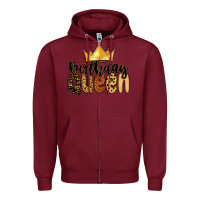 Burgundy birthday queen Zipper Hoodie - MaliasSmallBusiness
