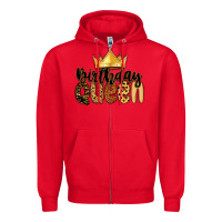 Red birthday queen Zipper Hoodie - MaliasSmallBusiness