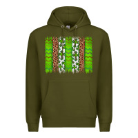 Army Green Western St. Patrick's Shamrock Cross Leopard Brushstroke Premium Hoodie - Artiststas