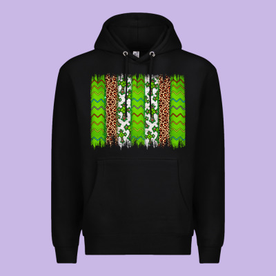 Western St. Patrick's Shamrock Cross Leopard Brushstroke Premium Hoodie Designed By Artiststas