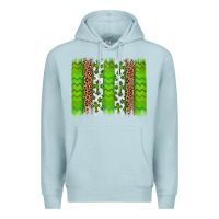 Blue Mist Western St. Patrick's Shamrock Cross Leopard Brushstroke Premium Hoodie - Artiststas