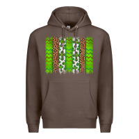 Coffee Western St. Patrick's Shamrock Cross Leopard Brushstroke Premium Hoodie - Artiststas