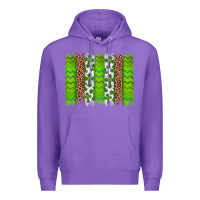 Purple Western St. Patrick's Shamrock Cross Leopard Brushstroke Premium Hoodie - Artiststas