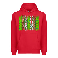 Red Western St. Patrick's Shamrock Cross Leopard Brushstroke Premium Hoodie - Artiststas