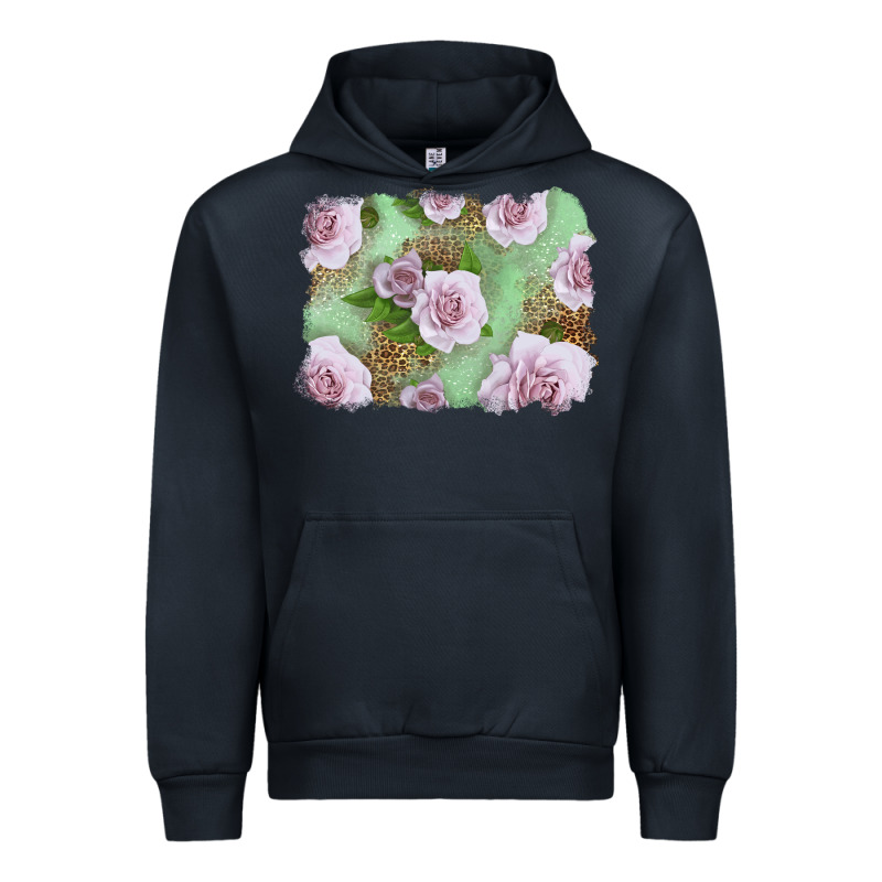 Pink Roses With Leopard Background Urban Hoodie by LillyAllenDesigns | Teevron