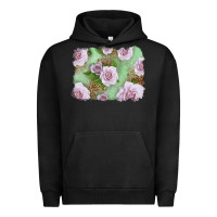 Pigment Black pink roses with leopard background Urban Hoodie - LillyAllenDesigns