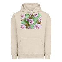 Pigment French Oak pink roses with leopard background Urban Hoodie - LillyAllenDesigns