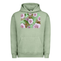 Pigment Oil Green pink roses with leopard background Urban Hoodie - LillyAllenDesigns