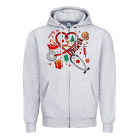 Heather Grey christmas nurse Zipper Hoodie - MaliasSmallBusiness