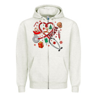 Oatmeal Heather christmas nurse Zipper Hoodie - MaliasSmallBusiness