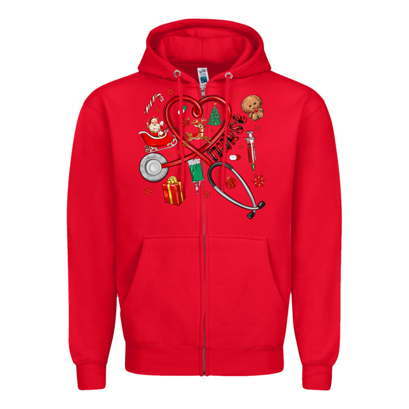 Christmas Nurse Zipper Hoodie by MaliasSmallBusiness | Teevron