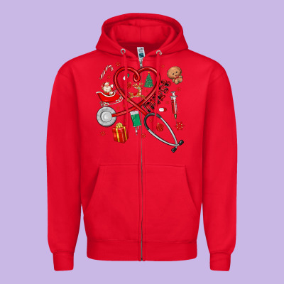 Zipper Hoodie christmas nurse