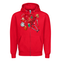 Red christmas nurse Zipper Hoodie - MaliasSmallBusiness