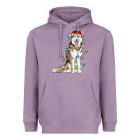 Lavender husky with christmas lights Heavyweight Hoodie - RanaPortraitStore