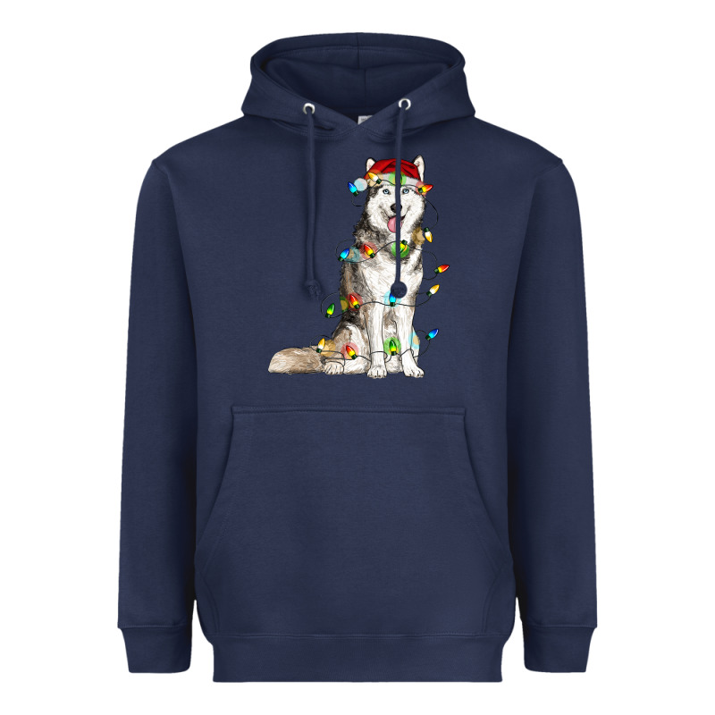 Husky With Christmas Lights Heavyweight Hoodie by RanaPortraitStore | Teevron