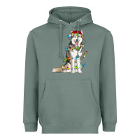 Sage husky with christmas lights Heavyweight Hoodie - RanaPortraitStore