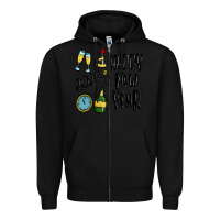 Black happy new year 2024 Zipper Hoodie - MaliasSmallBusiness