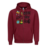 Burgundy happy new year 2024 Zipper Hoodie - MaliasSmallBusiness