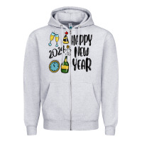 Heather Grey happy new year 2024 Zipper Hoodie - MaliasSmallBusiness