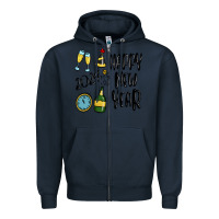 Navy happy new year 2024 Zipper Hoodie - MaliasSmallBusiness