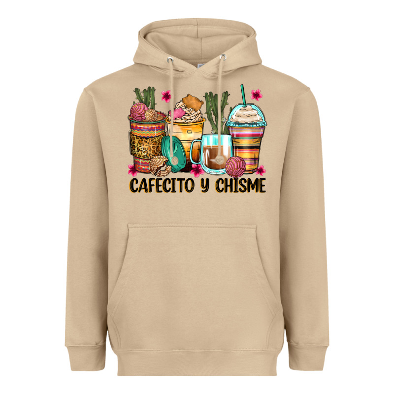 Cafecito Y Chisme Coffee Cups Heavyweight Hoodie by Zillion Design Studio | Teevron