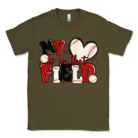 Army Green my heart is on that field baseball Classic Tee - MaliasSmallBusiness