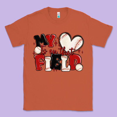 Classic Tee my heart is on that field baseball
