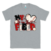 Heather Grey my heart is on that field baseball Classic Tee - MaliasSmallBusiness