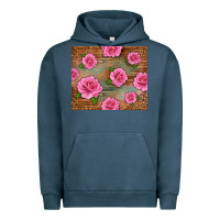 Pigment Midnight Navy Western Pink Roses Urban Hoodie - LillyAllenDesigns