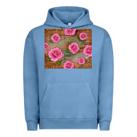 Pigment Pebble Blue Western Pink Roses Urban Hoodie - LillyAllenDesigns
