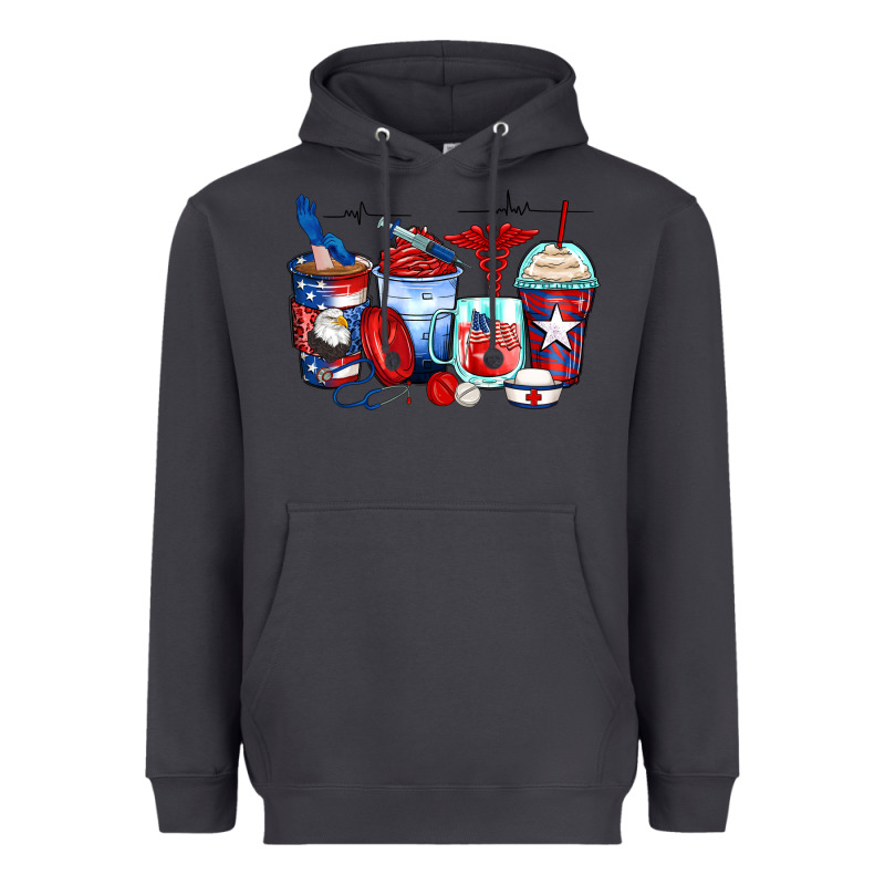 American Nurse Coffee Cups Heavyweight Hoodie by Zillion Design Studio | Teevron
