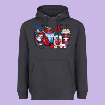 American Nurse Coffee Cups Heavyweight Hoodie Designed By Zillion Design Studio
