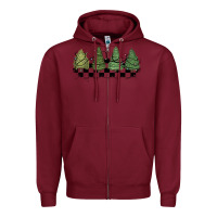 Burgundy christmas checkered trees Zipper Hoodie - MaliasSmallBusiness