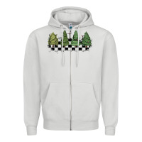 Dove Grey christmas checkered trees Zipper Hoodie - MaliasSmallBusiness
