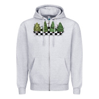 Heather Grey christmas checkered trees Zipper Hoodie - MaliasSmallBusiness