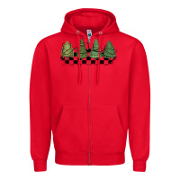 Red christmas checkered trees Zipper Hoodie - MaliasSmallBusiness