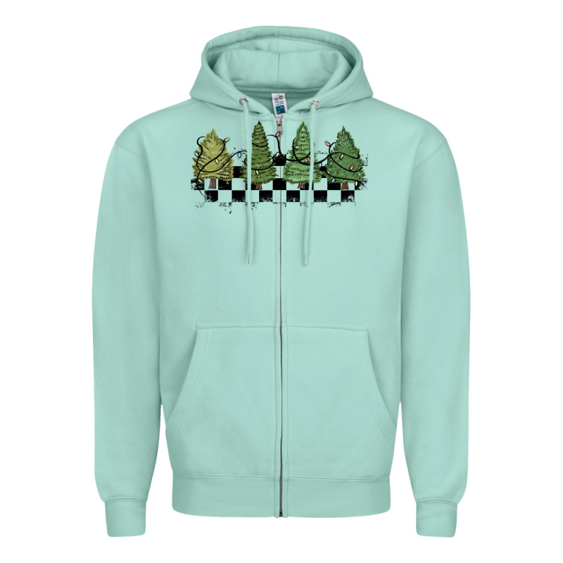 Christmas Checkered Trees Zipper Hoodie by MaliasSmallBusiness | Teevron