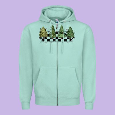 Zipper Hoodie christmas checkered trees