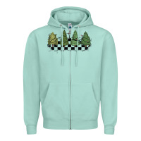 Seafoam christmas checkered trees Zipper Hoodie - MaliasSmallBusiness
