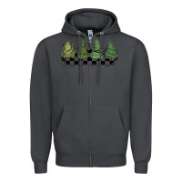 Smoke christmas checkered trees Zipper Hoodie - MaliasSmallBusiness